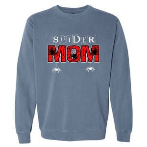 Spider Mom Wo Spider Web Spider Theme Birthday Party Garment-Dyed Sweatshirt