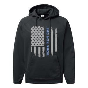 Sheet Metal Workers Us Flag Performance Fleece Hoodie