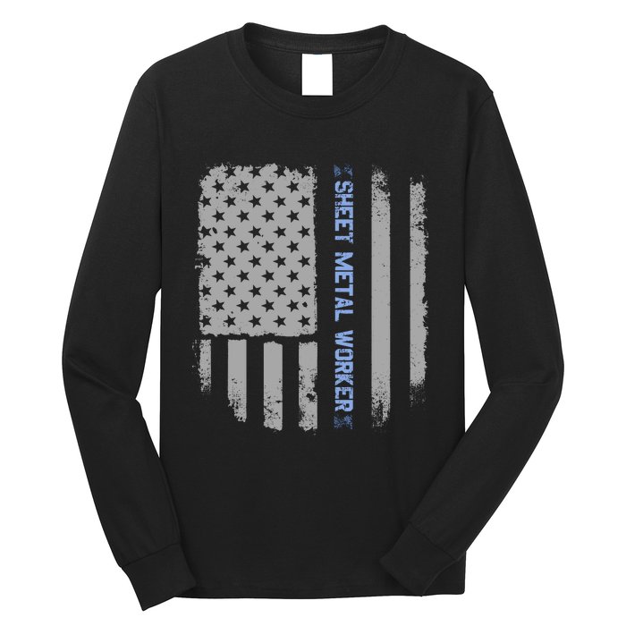 Sheet Metal Workers Us Flag Long Sleeve Shirt