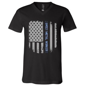 Sheet Metal Workers Us Flag V-Neck T-Shirt