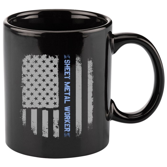 Sheet Metal Workers Us Flag 11oz C Handle Ceramic Mug