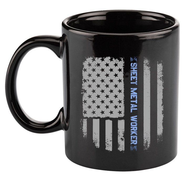 Sheet Metal Workers Us Flag 11oz C Handle Ceramic Mug