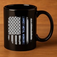 Sheet Metal Workers Us Flag 11oz C Handle Ceramic Mug