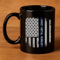 Sheet Metal Workers Us Flag 11oz C Handle Ceramic Mug
