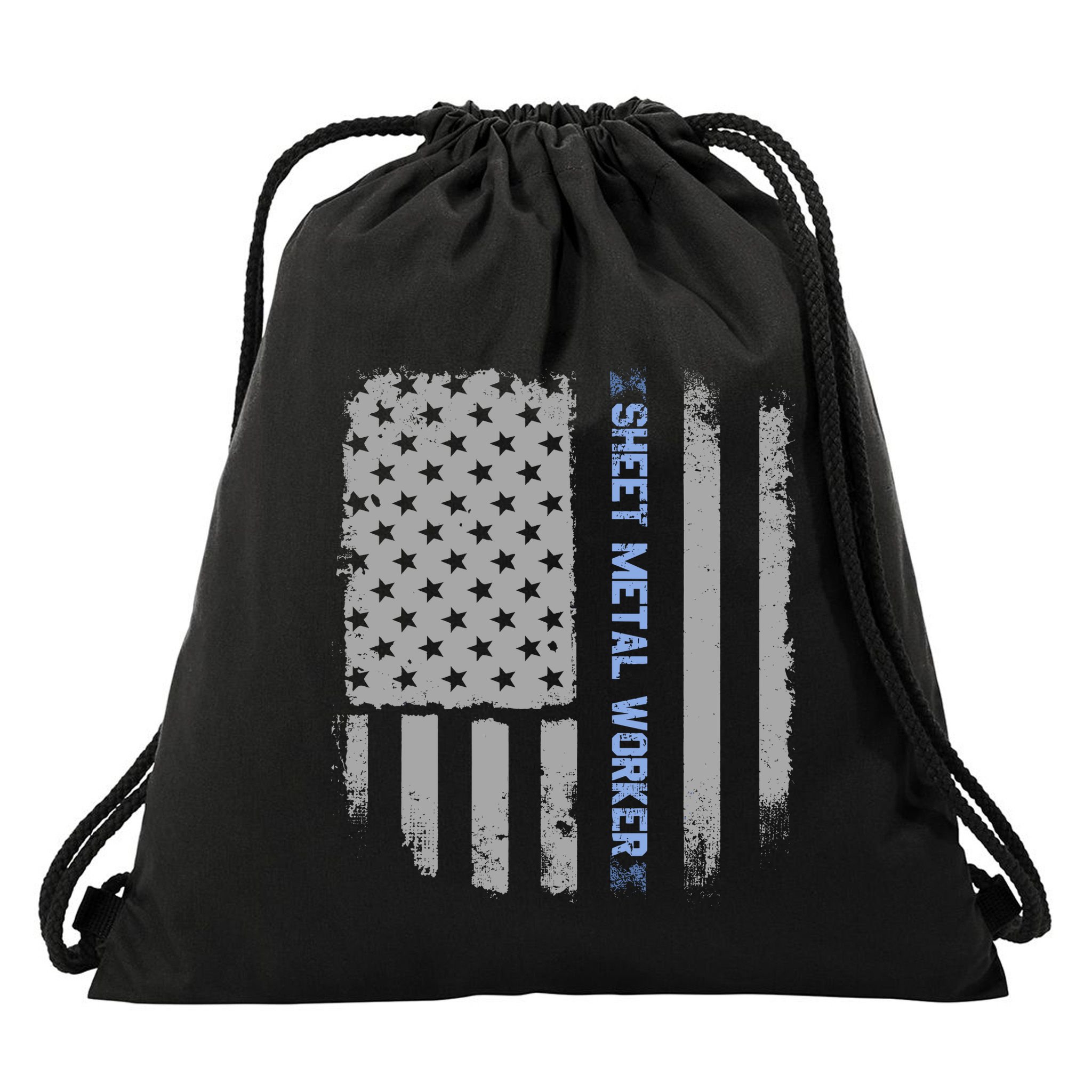 Sheet Metal Workers Us Flag Drawstring Bag