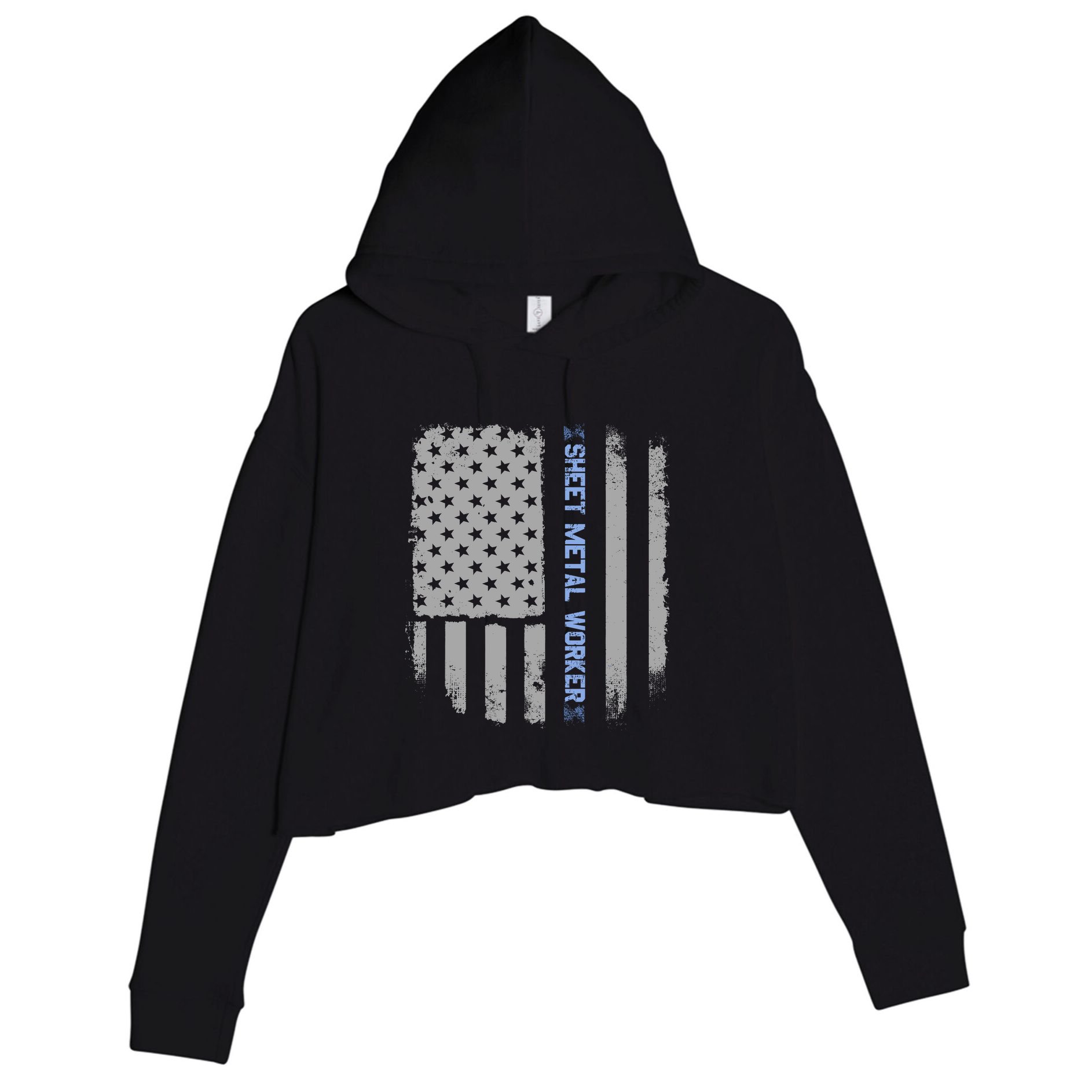 Sheet Metal Workers Us Flag Crop Fleece Hoodie