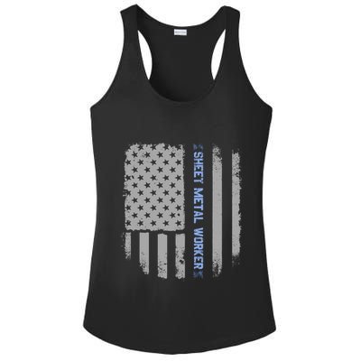 Sheet Metal Workers Us Flag Ladies PosiCharge Competitor Racerback Tank