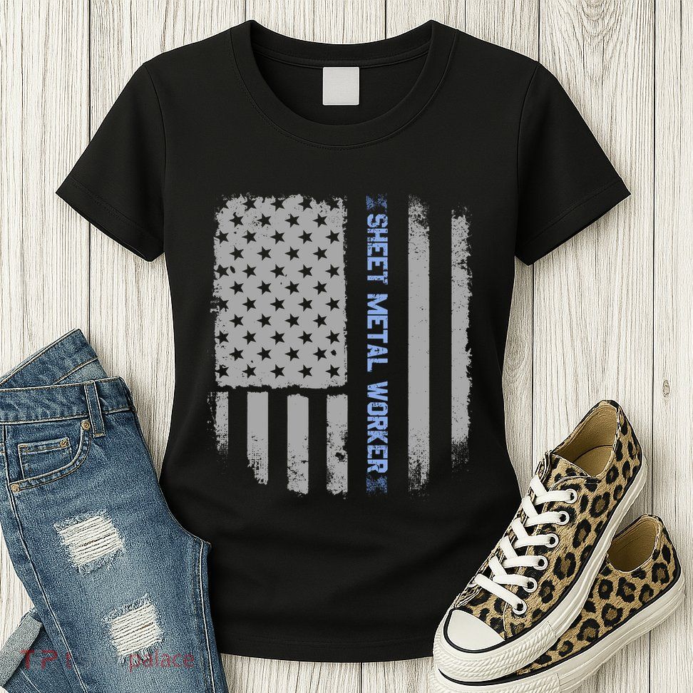 Sheet Metal Workers Us Flag Womens T-Shirt
