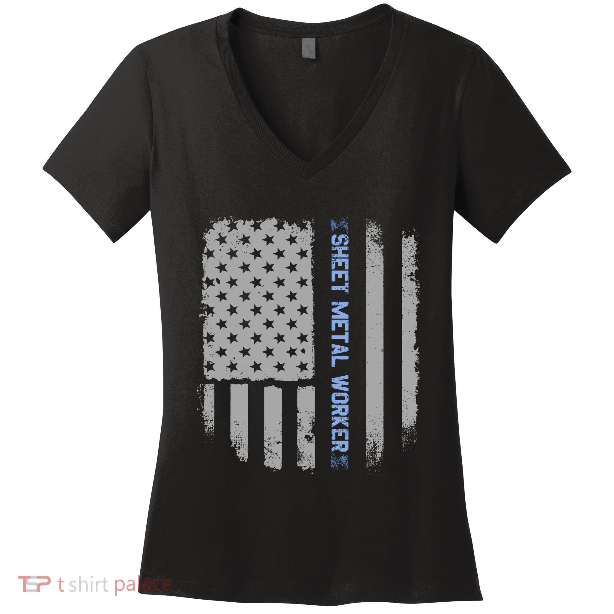 Sheet Metal Workers Us Flag Women's V-Neck T-Shirt