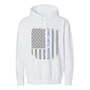 Sheet Metal Workers Us Flag Garment-Dyed Fleece Hoodie