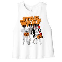 Star Movie Wars Stormtrooper Skeleton Halloween Funny Women's Racerback Cropped Tank