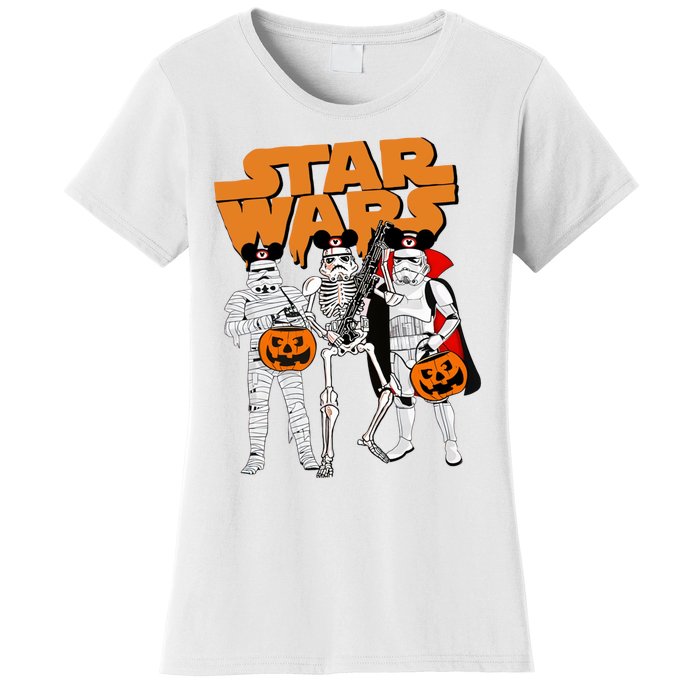 Star Movie Wars Stormtrooper Skeleton Halloween Funny Women's T-Shirt