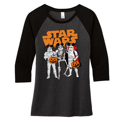 Star Movie Wars Stormtrooper Skeleton Halloween Funny Women's Tri-Blend 3/4-Sleeve Raglan Shirt