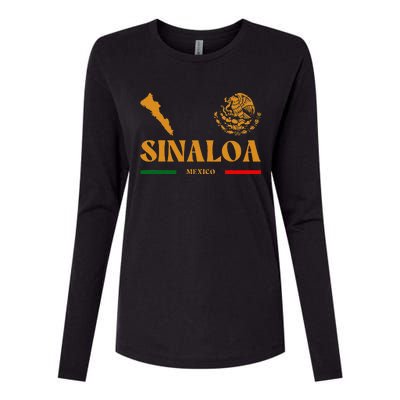 Sinaloa Mexico With Mexican Emblem Sinaloa Womens Cotton Relaxed Long Sleeve T-Shirt