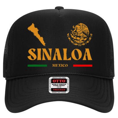 Sinaloa Mexico With Mexican Emblem Sinaloa High Crown Mesh Back Trucker Hat