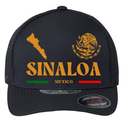 Sinaloa Mexico With Mexican Emblem Sinaloa Flexfit Unipanel Trucker Cap