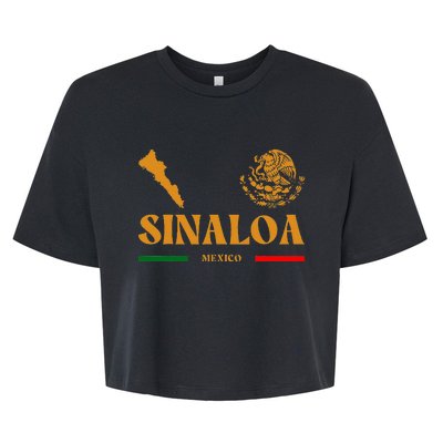 Sinaloa Mexico With Mexican Emblem Sinaloa Bella+Canvas Jersey Crop Tee