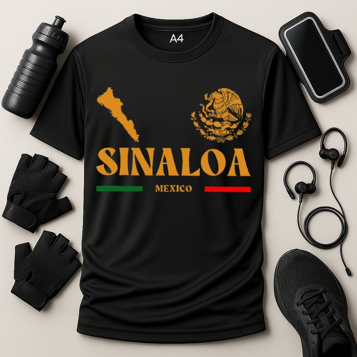 Sinaloa Mexico With Mexican Emblem Sinaloa Cooling Performance Crew T-Shirt