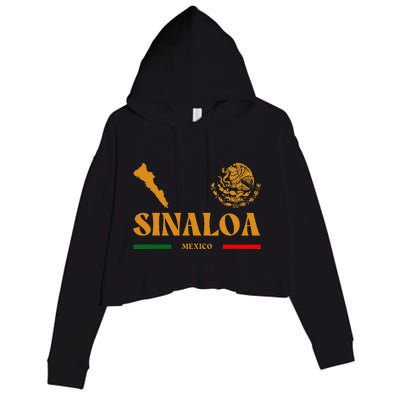 Sinaloa Mexico With Mexican Emblem Sinaloa Crop Fleece Hoodie