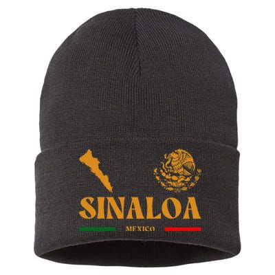 Sinaloa Mexico With Mexican Emblem Sinaloa Sustainable Knit Beanie