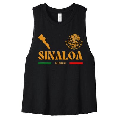 Sinaloa Mexico With Mexican Emblem Sinaloa Women's Racerback Cropped Tank