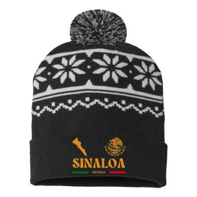 Sinaloa Mexico With Mexican Emblem Sinaloa USA-Made Snowflake Beanie