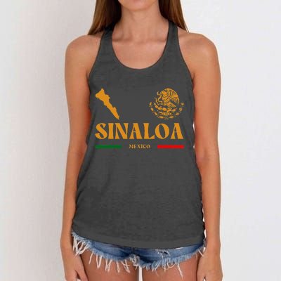 Sinaloa Mexico With Mexican Emblem Sinaloa Women's Knotted Racerback Tank