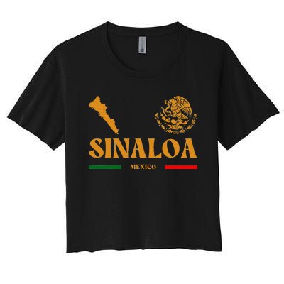 Sinaloa Mexico With Mexican Emblem Sinaloa Women's Crop Top Tee