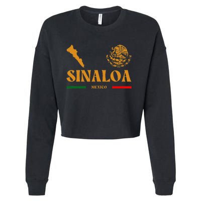 Sinaloa Mexico With Mexican Emblem Sinaloa Cropped Pullover Crew