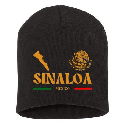 Sinaloa Mexico With Mexican Emblem Sinaloa Short Acrylic Beanie