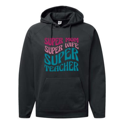 Super Mom Wife Teacher Mother's Day Gift Performance Fleece Hoodie