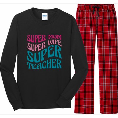 Super Mom Wife Teacher Mother's Day Gift Long Sleeve Pajama Set