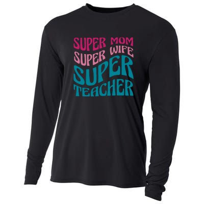 Super Mom Wife Teacher Mother's Day Gift Cooling Performance Long Sleeve Crew