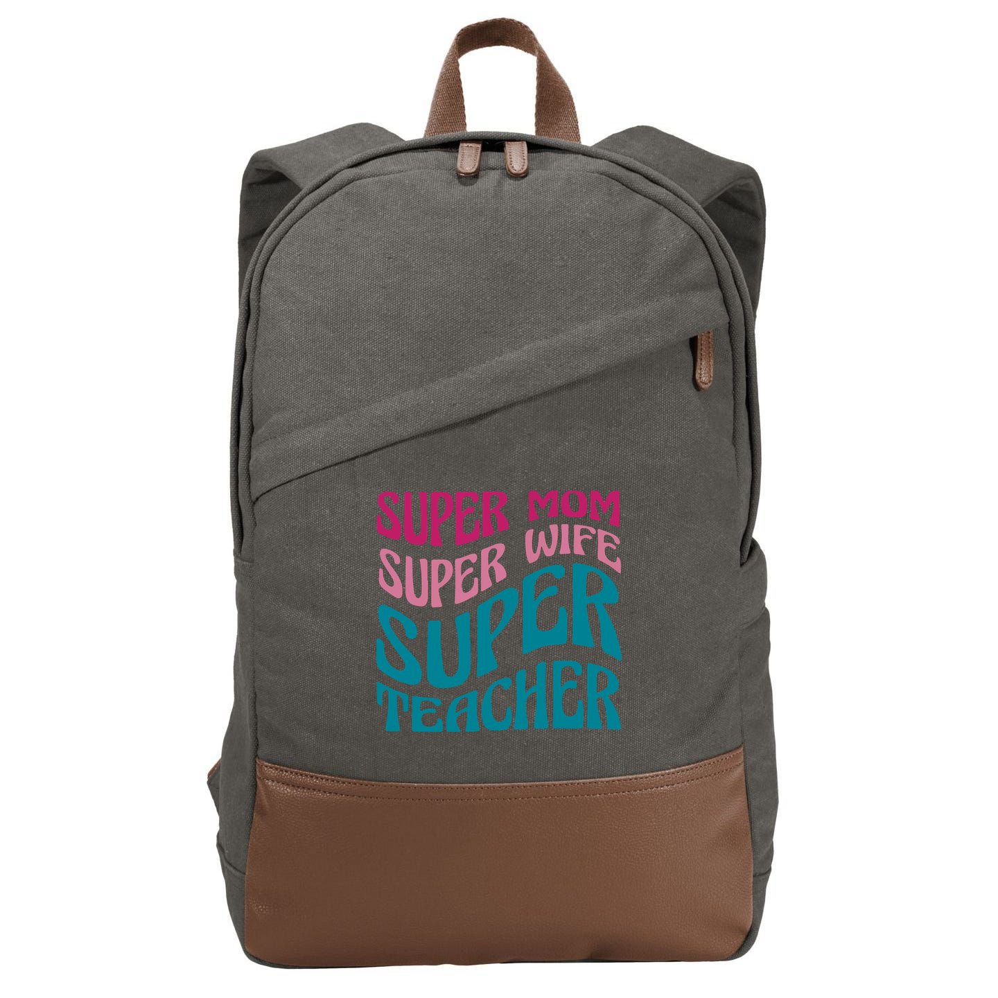 Super Mom Wife Teacher Mother's Day Gift Cotton Canvas Backpack