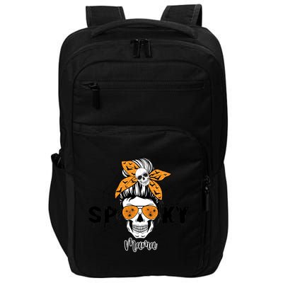 Spooky Mama Witch Mom Halloween Skull Messy Bun Mom Life Gift Impact Tech Backpack