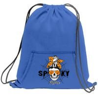 Spooky Mama Witch Mom Halloween Skull Messy Bun Mom Life Gift Sweatshirt Cinch Pack Bag