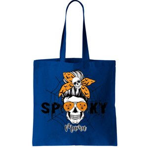 Spooky Mama Witch Mom Halloween Skull Messy Bun Mom Life Gift Tote Bag