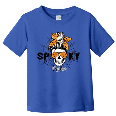 Spooky Mama Witch Mom Halloween Skull Messy Bun Mom Life Gift Toddler T-Shirt