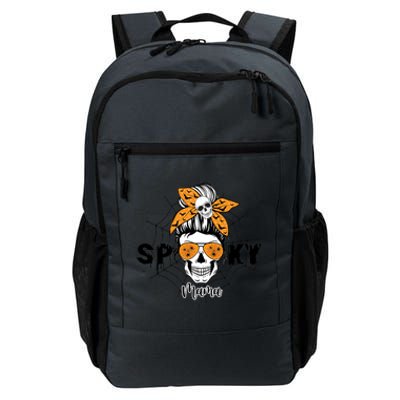 Spooky Mama Witch Mom Halloween Skull Messy Bun Mom Life Gift Daily Commute Backpack