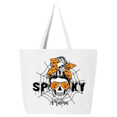 Spooky Mama Witch Mom Halloween Skull Messy Bun Mom Life Gift 25L Jumbo Tote