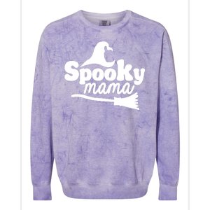 Spooky Mama Witch Broom Halloween Colorblast Crewneck Sweatshirt