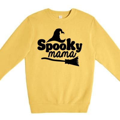 Spooky Mama Witch Broom Halloween Premium Crewneck Sweatshirt