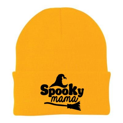 Spooky Mama Witch Broom Halloween Knit Cap Winter Beanie