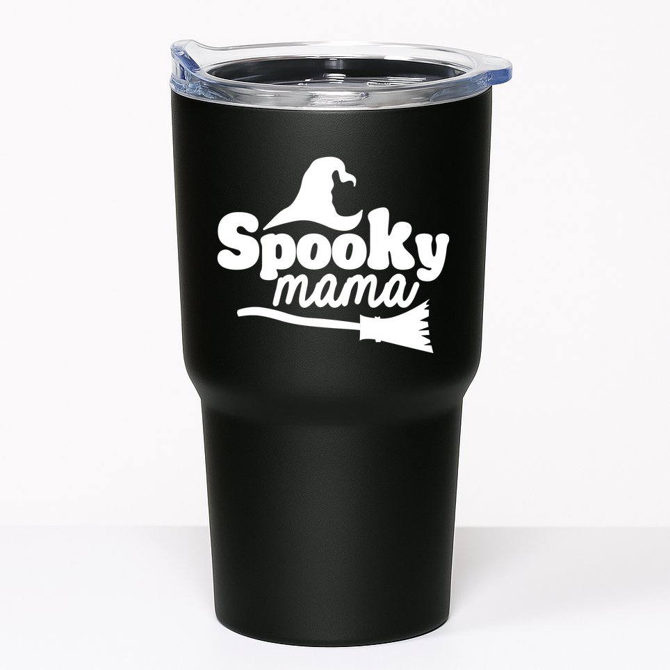 Spooky Mama Witch Broom Halloween Tumbler