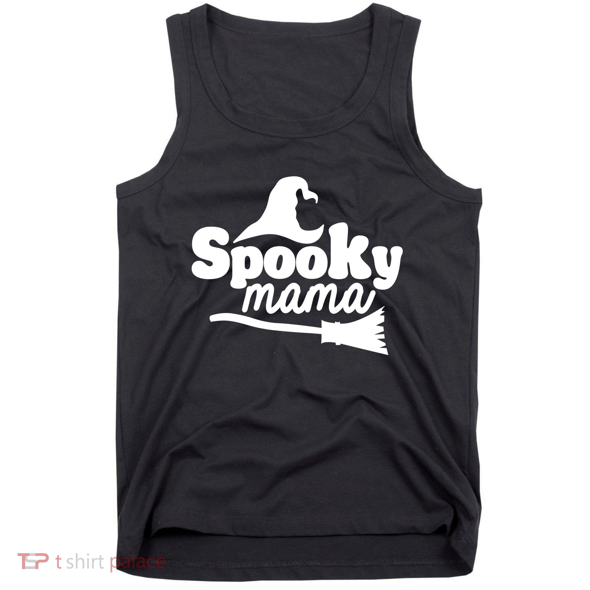 Spooky Mama Witch Broom Halloween Tank Top