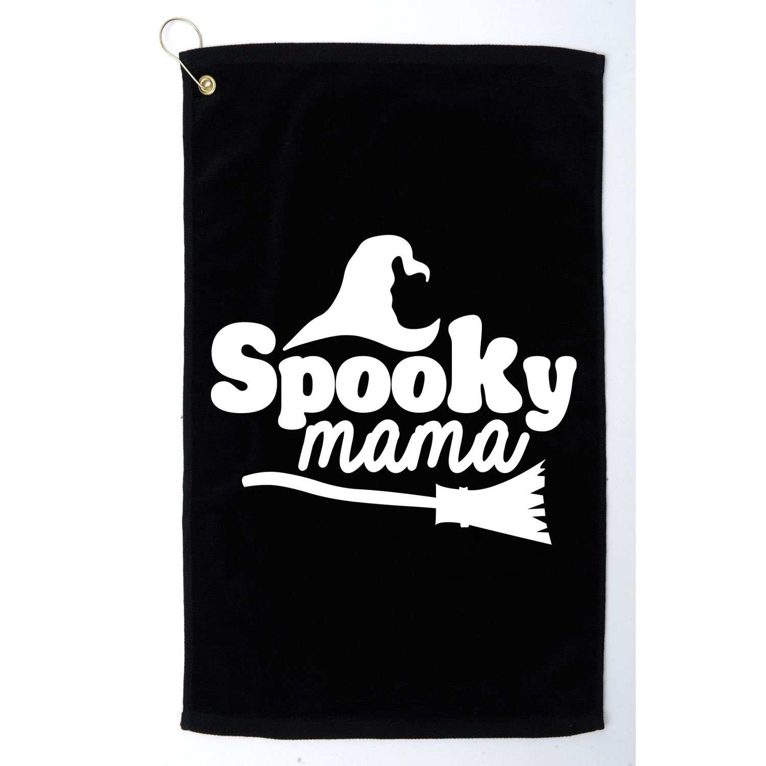 Spooky Mama Witch Broom Halloween Golf Towel