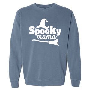 Spooky Mama Witch Broom Halloween Garment-Dyed Sweatshirt