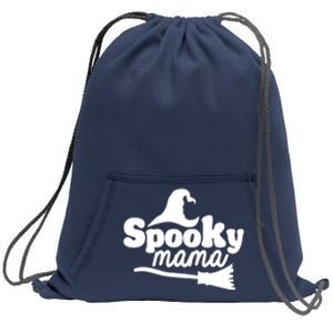 Spooky Mama Witch Broom Halloween Sweatshirt Cinch Pack Bag