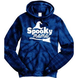 Spooky Mama Witch Broom Halloween Tie Dye Hoodie