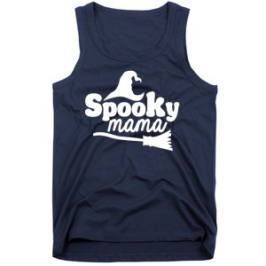 Spooky Mama Witch Broom Halloween Tank Top